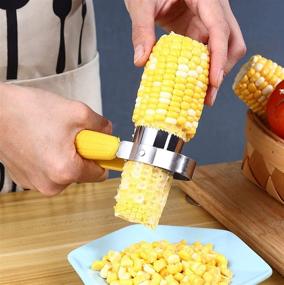 img 4 attached to 🌽 Efficient Stainless Steel Corn Stripper: Premium Corn Cob Remover Cutter Shaver - Essential Kitchen Gadget+