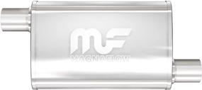 img 1 attached to 🚗 MagnaFlow 4x9 Oval Offset/Offset Performance Muffler Exhaust 11236 - Straight-Through, 2.5 Inlet/Outlet, 14" Body Length, 20" Overall Length, Satin Finish - Classic Deep Exhaust Sound