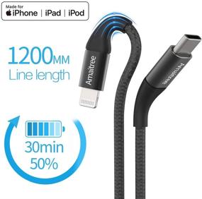 img 3 attached to 🔌 Amaitree USB C to Lightning Cable (2Pack, 4Ft) - MFi Certified iPhone 13 Charging/Sync Cable - Apple Compatible - Black
