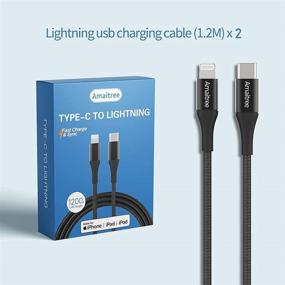 img 2 attached to 🔌 Amaitree USB C to Lightning Cable (2Pack, 4Ft) - MFi Certified iPhone 13 Charging/Sync Cable - Apple Compatible - Black