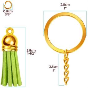 img 1 attached to 🔑 Yarachel 180 Pieces of Key Chain Rings with Tassel Pendants in 30 Vibrant Colors - Ideal for Making Keychain Crafts, Earrings, Bracelets, and Jewelry (Gold, 30 Colors)