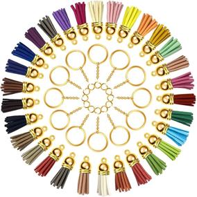 img 3 attached to 🔑 Yarachel 180 Pieces of Key Chain Rings with Tassel Pendants in 30 Vibrant Colors - Ideal for Making Keychain Crafts, Earrings, Bracelets, and Jewelry (Gold, 30 Colors)