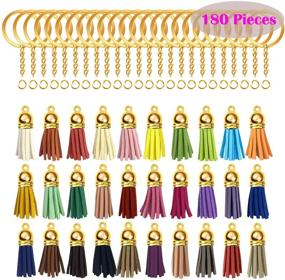 img 4 attached to 🔑 Yarachel 180 Pieces of Key Chain Rings with Tassel Pendants in 30 Vibrant Colors - Ideal for Making Keychain Crafts, Earrings, Bracelets, and Jewelry (Gold, 30 Colors)