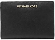 stylish and versatile: michael kors jet set travel leather medium card case carryall with removable card holder in black logo