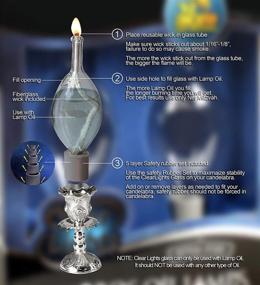 img 2 attached to 🕯️ Glass Paraffin Shabbat Candle Holder Cup and Wick – Tear Drop Shape, 2 Pack – Pretty and Elegant Design – Fits Standard Candlesticks - for Paraffin Lamp Oil - No Mess Refill by Ner Mitzvah
