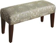 🔵 homepop wood-legged damask upholstered accent bench in soft blue logo