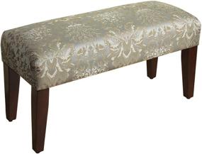 img 2 attached to 🔵 HomePop Wood-Legged Damask Upholstered Accent Bench in Soft Blue