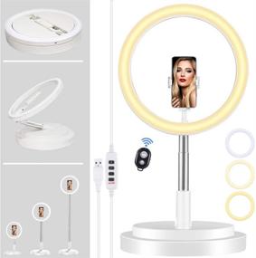 img 4 attached to 📸 Portable Foldable Travel Ring Light with Adjustable Stand - Surwit 20 to 67.3in High RingLight with Phone Holder, Bluetooth Remoter - Ideal for Vlogging, Makeup, YouTube Video, TIK Tok - Compatible with iPhone and Android