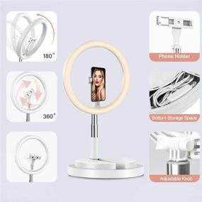 img 3 attached to 📸 Portable Foldable Travel Ring Light with Adjustable Stand - Surwit 20 to 67.3in High RingLight with Phone Holder, Bluetooth Remoter - Ideal for Vlogging, Makeup, YouTube Video, TIK Tok - Compatible with iPhone and Android