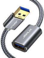 6.6ft usb 3.0 провод продления от jsaux - износостойкий оплетенный материал, быстрая передача данных, совместим с usb-клавиатурой, флеш-накопителем, жестким диском, playstation, xbox, oculus vr логотип