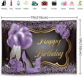 img 2 attached to 💜 Sparkle in Style with RUINI Polyester Shiny Sequin Purple High Heels: Unforgettable Birthday Party Backdrop with Champagne Purple Rose Balloons, 7x5FT