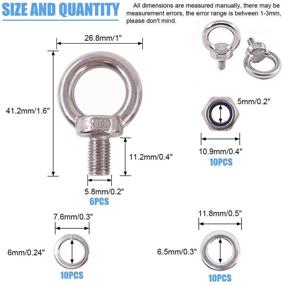 img 3 attached to 🔩 36Pcs M6 Male Thread Machinery Shoulder Lifting Ring Eye Bolt Set - 304 Stainless Steel with Lock Nuts, Lock Washers, and Flat Washers