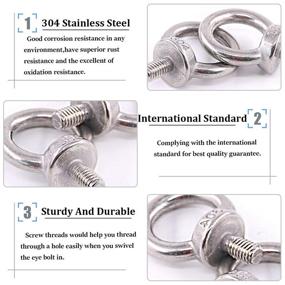 img 1 attached to 🔩 36Pcs M6 Male Thread Machinery Shoulder Lifting Ring Eye Bolt Set - 304 Stainless Steel with Lock Nuts, Lock Washers, and Flat Washers