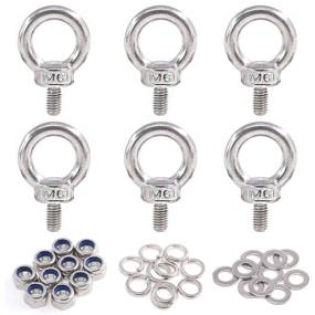 img 4 attached to 🔩 36Pcs M6 Male Thread Machinery Shoulder Lifting Ring Eye Bolt Set - 304 Stainless Steel with Lock Nuts, Lock Washers, and Flat Washers