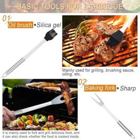 img 1 attached to 🔥 BBQ Grilling Accessories Set - 8PCS Stainless Steel Grill Utensils Kit with Case (Barbecue Brush/Clip/Shovel/BBQ Skewers) for Camping - Ideal BBQ Grill Tools Set for Men, Women, and Dads