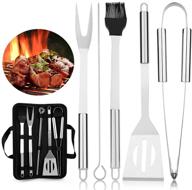 🔥 bbq grilling accessories set - 8pcs stainless steel grill utensils kit with case (barbecue brush/clip/shovel/bbq skewers) for camping - ideal bbq grill tools set for men, women, and dads logo