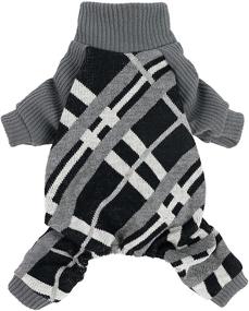 img 1 attached to 🐶 Fitwarm Argyle Dog Pajamas | Thermal Knitted Pet Clothes | Doggie Turtleneck PJS | Lightweight Puppy Sweater | Doggy Outfits | Cat Jumpsuits