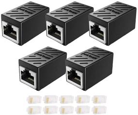 img 4 attached to 🔌 Ethernet Cable Extender Adapter RJ45 Coupler, CAIVOV Ethernet Coupler for Cat7 Cat6 Cat5e Cat5, LAN Connector in Line Coupler Female to Female (Black-5Pack)
