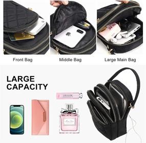 img 1 attached to 👜 Quilted Black Multi-Pocket Crossbody Phone Purse for Women - Stylish Cell Phone Bag, Shoulder Bag, iPhone Handbag, and Cross Body Bag with Strap