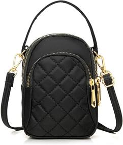 img 3 attached to 👜 Quilted Black Multi-Pocket Crossbody Phone Purse for Women - Stylish Cell Phone Bag, Shoulder Bag, iPhone Handbag, and Cross Body Bag with Strap