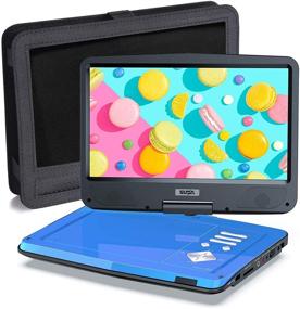 img 4 attached to 📀 SUNPIN 12.5-Inch Portable DVD Player for Car and Kids with Headrest Mount, 10.1-Inch HD Screen, 5-Hour Rechargeable Battery, Remote Control, Car Charger, Wall Charger, Region-Free, Perfect for Road Trips, Blue