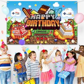 img 2 attached to 🎮 Gatherfun Pixel Miner Craft Party Supplies: Ultimate Gamer Birthday Banner Backdrop for an Awesome Celebration