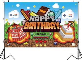 img 1 attached to 🎮 Gatherfun Pixel Miner Craft Party Supplies: Ultimate Gamer Birthday Banner Backdrop for an Awesome Celebration