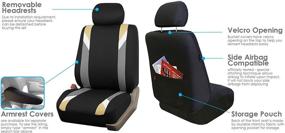 img 1 attached to 🚗 FH Group FB033115 Premium Modernistic Seat Covers - Airbag & Split Ready, Beige / Black with Gift - Universal Fit for Most Cars, Trucks, SUVs, or Vans