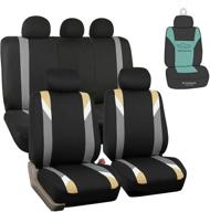 🚗 fh group fb033115 premium modernistic seat covers - airbag & split ready, beige / black with gift - universal fit for most cars, trucks, suvs, or vans logo