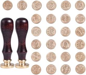 img 4 attached to 📬 PH PandaHall Retro Brass Alphabet Initials Wax Sealing Stamp Set - 26 Letters A-Z, 2 Wooden Handles, Wooden Container Box - Perfect for Post Decoration, DIY Card Making, Golden