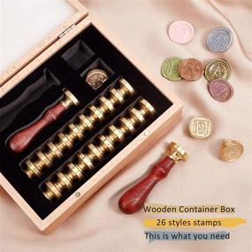 img 2 attached to 📬 PH PandaHall Retro Brass Alphabet Initials Wax Sealing Stamp Set - 26 Letters A-Z, 2 Wooden Handles, Wooden Container Box - Perfect for Post Decoration, DIY Card Making, Golden