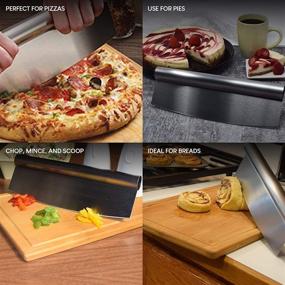 img 1 attached to Enhanced Safety Stainless Steel Pizza Rocker Cutter with Firm Grip Handle - Ergonomic Pizza Cutter Knife