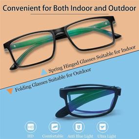 img 3 attached to JENRICH 2-Pack Reading Glasses: Foldable Mini Blue Light Blocking Glasses for Men and 👓 Women - Quality Readers with Spring Hinge - HD Plastic Lenses - Ideal for Computer Use