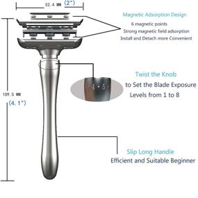 img 1 attached to 🪒 SNMIRN Adjustable Double Edge Safety Razors Kit with 5 Blades - Classic Long Handle Shaving Razor, Comfortable Wet Shaving for Zero Irritation, Detachable Blades and Magnetic Adsorption Design - Traditional Shaving Tool