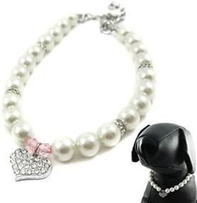 img 2 attached to 🐾 Alfie Pet - Pink Crystal Heart Pearl Necklace for Dogs and Cats