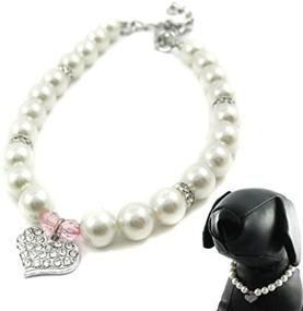 img 1 attached to 🐾 Alfie Pet - Pink Crystal Heart Pearl Necklace for Dogs and Cats