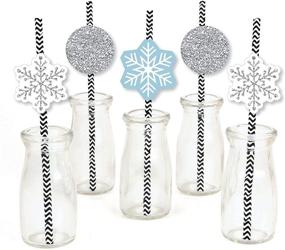 img 4 attached to Enhance Your Winter Celebration with Big Dot of Happiness Winter Wonderland Paper Straw Decor - Mesmerizing Snowflake Holiday Party and Winter Wedding Striped Decorative Straws - Set of 24