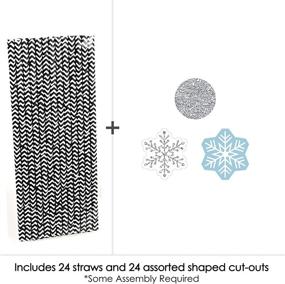 img 2 attached to Enhance Your Winter Celebration with Big Dot of Happiness Winter Wonderland Paper Straw Decor - Mesmerizing Snowflake Holiday Party and Winter Wedding Striped Decorative Straws - Set of 24