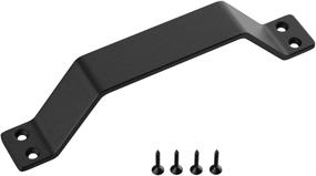 img 1 attached to 🚪 WINSOON Simple Sliding Barn Door Handle: Premium Black Carbon Stainless Steel Pull Set for Wood Doors – Replacing Old Handles Effortlessly