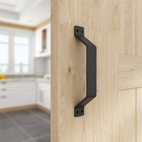 img 2 attached to 🚪 WINSOON Simple Sliding Barn Door Handle: Premium Black Carbon Stainless Steel Pull Set for Wood Doors – Replacing Old Handles Effortlessly