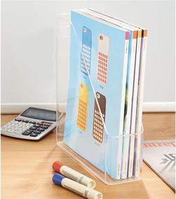 img 2 attached to 📁 mDesign Plastic File Folder Bin Storage Organizer - Vertical with Handle - Holds Notebooks, Binders, Envelopes, Magazines - Clear - Perfect for Home Office and Work Desktops