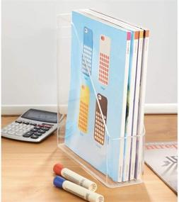 img 3 attached to 📁 mDesign Plastic File Folder Bin Storage Organizer - Vertical with Handle - Holds Notebooks, Binders, Envelopes, Magazines - Clear - Perfect for Home Office and Work Desktops