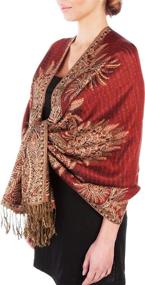 img 4 attached to Paisley Jacquard Double Layer Pashmina