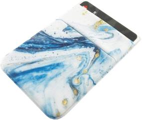 img 2 attached to Obbii 2 Pack Phone Card Holder Stretchy Lycra Wallet Pocket Credit Card ID Case Pouch Sleeve 3M Adhesive Sticker On IPhone Samsung Galaxy Android Smartphones (Blue Ripple Marble)