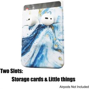 img 3 attached to Obbii 2 Pack Phone Card Holder Stretchy Lycra Wallet Pocket Credit Card ID Case Pouch Sleeve 3M Adhesive Sticker On IPhone Samsung Galaxy Android Smartphones (Blue Ripple Marble)