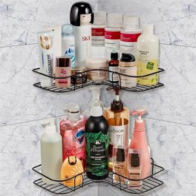 img 3 attached to 🛁 ARCCI Corner Shower Caddy Adhesive Bathroom Shelf Organizer - Premium Wall Mounted Storage Solution for Shower, Kitchen, and Toilet - Stylish Black Design - Set of 2 Shelves