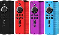 📱 premium silicone protective cover for fir tv stick 2020/fir tv stick 4k remote - auswaur remote case for fir tv stick (2nd gen), fir tv (3rd gen) remote control - black red purple blue (4 pack) logo