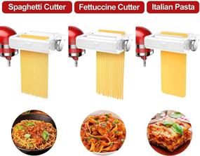 img 1 attached to 🍝 Pasta Maker Attachment Set for KitchenAid Stand Mixers - 3-in-1 Pasta Attachments with Pasta Roller, Spaghetti Fettuccine Cutter, and Accessories for KitchenAid