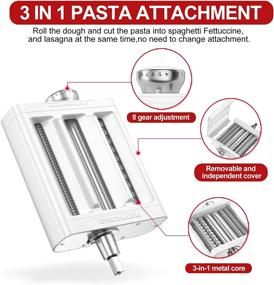 img 2 attached to 🍝 Pasta Maker Attachment Set for KitchenAid Stand Mixers - 3-in-1 Pasta Attachments with Pasta Roller, Spaghetti Fettuccine Cutter, and Accessories for KitchenAid