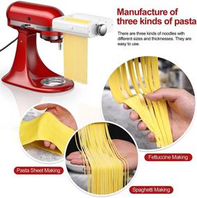 img 3 attached to 🍝 Pasta Maker Attachment Set for KitchenAid Stand Mixers - 3-in-1 Pasta Attachments with Pasta Roller, Spaghetti Fettuccine Cutter, and Accessories for KitchenAid